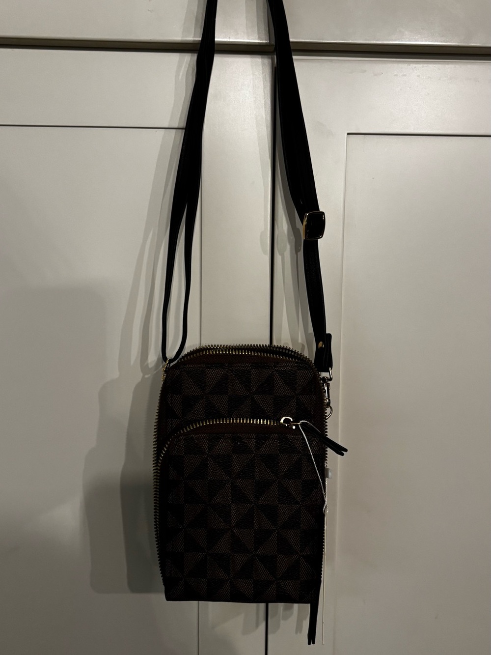 Textured Brown Crossbody Phone Bag -women